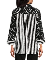 Multiples Woven Printed Point Collar 3/4 Turn-Up Sleeve Button Front Fitted Shirt