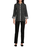 Multiples Woven Printed Point Collar 3/4 Turn-Up Sleeve Button Front Fitted Shirt