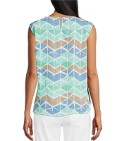Multiples Woven Printed Scoop Neck Sleeveless Fitted Tank Top