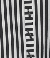 Multiples Yarn-Dye Stripe Wire Collar 3/4 Turn-Up Cuff Sleeve Button-Front Shirt