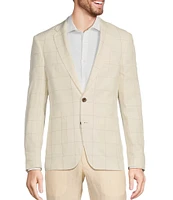 Murano Baird McNutt Linen Slim Fit Plaid Blazer