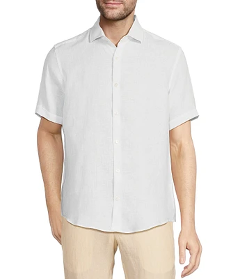 Murano Baird McNutt Linen Solid Short Sleeve Woven Shirt