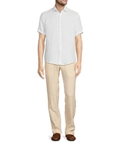 Murano Baird McNutt Linen Solid Short Sleeve Woven Shirt