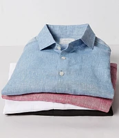 Murano Baird McNutt Linen Solid Short Sleeve Woven Shirt