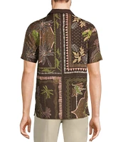 Murano Big & Tall Crocodile World Collection Slim Fit Placed Bandana Print Short Sleeve Woven Camp Shirt