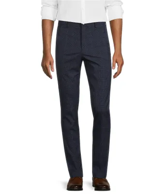 Murano Big & Tall Evan Extra Slim-Fit Flat-Front Plaid Dress Pants