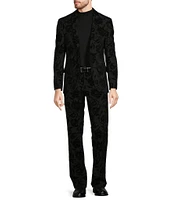 Murano Big & Tall Inflorescence Collection Alex Slim Fit Floral Flocked Suit Separate Dress Pants