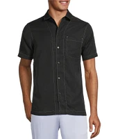 Murano Big & Tall Interdimensional Collection Slim Fit Contrast Stitch Short Sleeve Woven Shirt