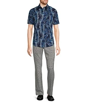 Murano Big & Tall Modern Maritime Collection Slim-Fit Jellyfish Print Short Sleeve Woven Shirt