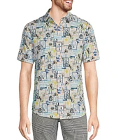 Murano Big & Tall Modern Maritime Collection Slim-Fit Stamp Print Short Sleeve Shirt