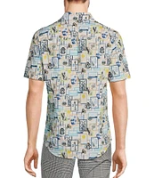 Murano Big & Tall Modern Maritime Collection Slim-Fit Stamp Print Short Sleeve Shirt