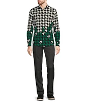 Murano Big & Tall Prehistoric Prep Collection Slim Fit Houndstooth Long Sleeve Woven Shirt