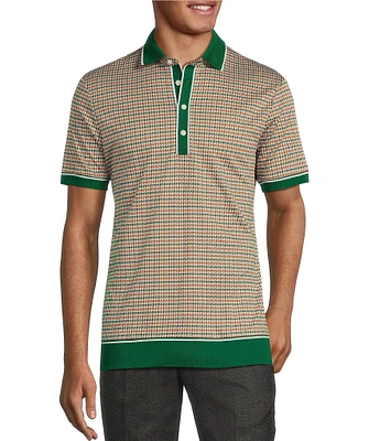 Murano Big & Tall Prehistoric Prep Collection Slim Fit Houndstooth Short Sleeve Polo Shirt