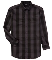 Murano Big & Tall Slim Fit Buffalo Plaid Sateen Long Sleeve Woven Shirt