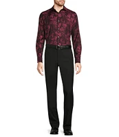 Murano Big & Tall Slim Fit Jacquard Long Sleeve Woven Shirt