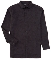 Murano Big & Tall Slim Fit Jacquard Sateen Long Sleeve Woven Shirt