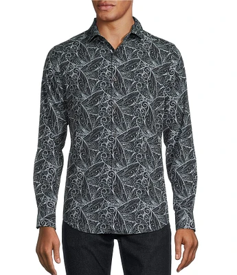 Murano Big & Tall Slim Fit Pattern Performance Stretch Long Sleeve Woven Shirt