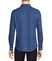 Murano Big & Tall Slim Fit Performance Stretch Geometric Print Long Sleeve Woven Shirt