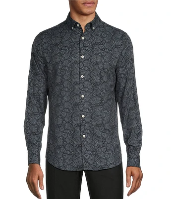 Murano Big & Tall Slim Fit Performance Stretch Paisley Long Sleeve Woven Shirt