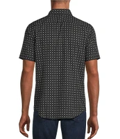 Murano Big & Tall Slim Fit Performance Stretch Short Sleeve Small Diamond Print Woven Shirt