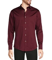 Murano Big & Tall Slim Fit Solid Sateen Spread Collar Long Sleeve Woven Shirt