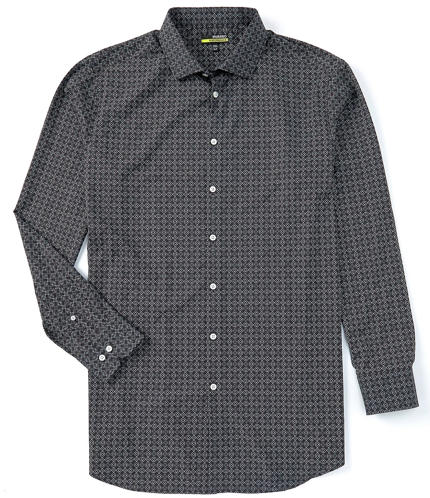 Murano Big & Tall Slim-Fit Square Geometric Performance Stretch Long-Sleeve Woven Shirt