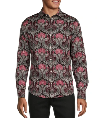 Murano Big & Tall Timeless Twenties Collection Slim Fit Deco Peacock Long Sleeve Woven Shirt