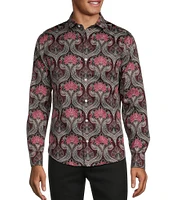 Murano Big & Tall Timeless Twenties Collection Slim Fit Deco Peacock Long Sleeve Woven Shirt