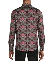 Murano Big & Tall Timeless Twenties Collection Slim Fit Deco Peacock Long Sleeve Woven Shirt