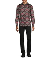 Murano Big & Tall Timeless Twenties Collection Slim Fit Deco Peacock Long Sleeve Woven Shirt