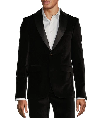 Murano Big & Tall Velvet Slim Fit Suit Separates Notch Lapel Blazer