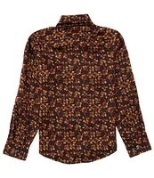 Murano Big Boys 8-20 Long Sleeve Floral Print Button Front Shirt