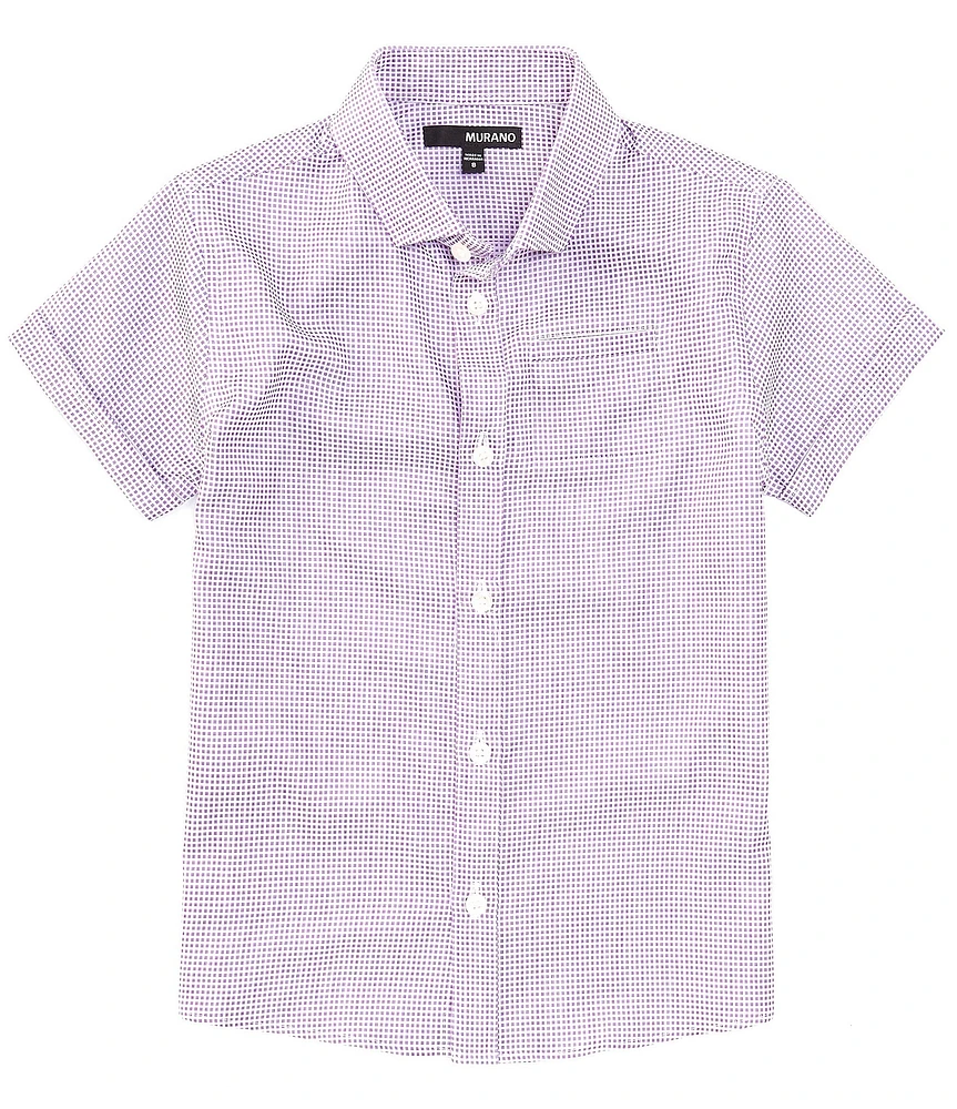 Murano Big Boys 8-20 Short Sleeve Small Square Dobby Woven Shirt