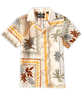 Murano Big Boys 8-20 Slim Bandana Print Linen Blend Camp Shirt