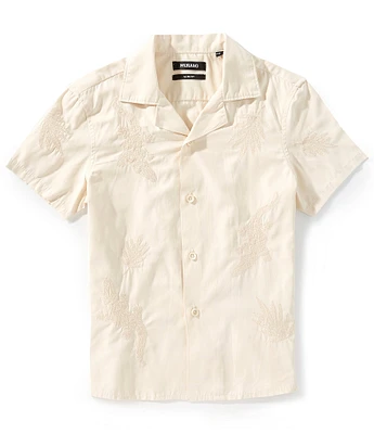 Murano Big Boys Slim Placed Embroidered Camp Notch Collar Shirt
