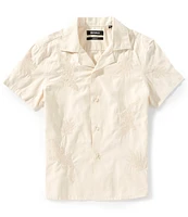 Murano Big Boys Slim Placed Embroidered Camp Notch Collar Shirt