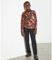 Murano Big Boys 8-20 Slim Sateen Floral Print Shirt