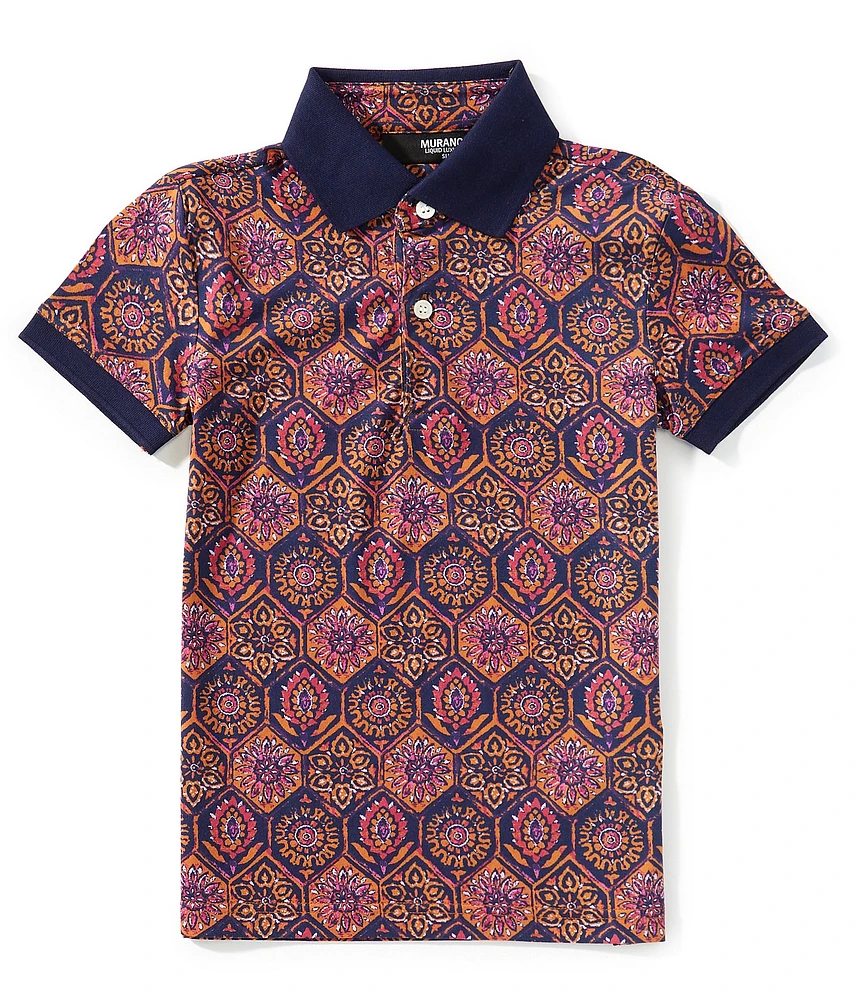 Murano Big Boys 8-20 Tile Print Polo Shirt