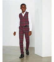 Murano Big Boy's 8-20 Welt Pocket Plaid Vest