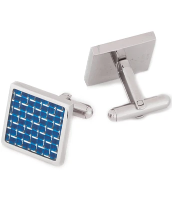 Murano Blue Stainless Steel Cuff Links