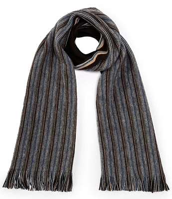 Murano Brushed Pinstripe Reversible Fringe Cut Scarf