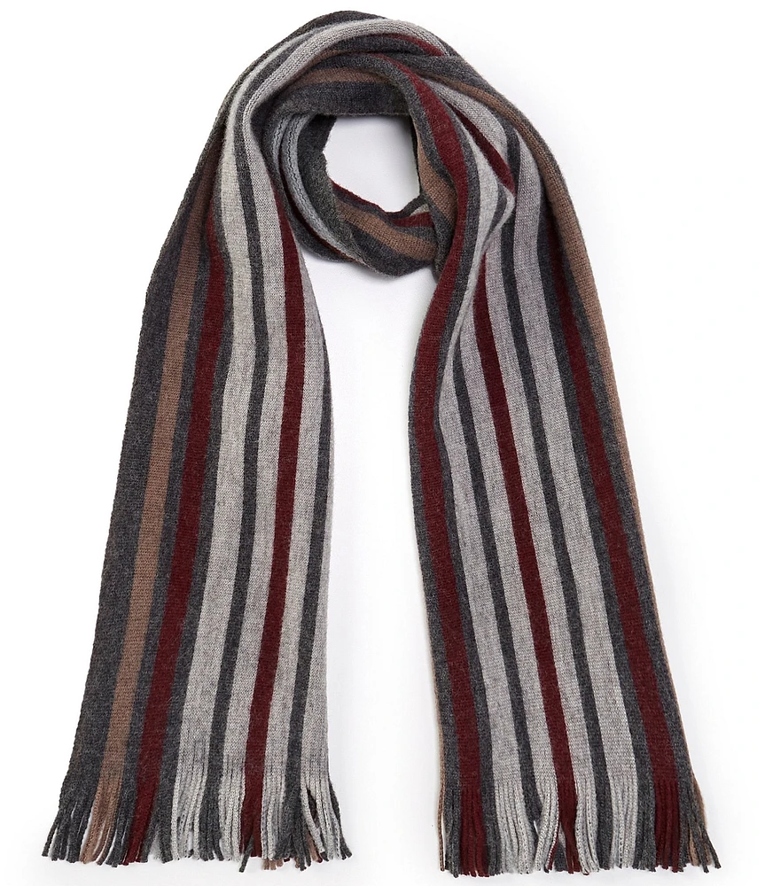 Murano Brushed Stripe Fringe Cut Scarf