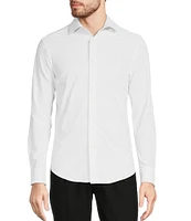 Murano Collezione Eurojersey Slim-Fit Performance Stretch Solid Textured Long Sleeve Woven Shirt