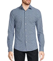 Murano Collezione Slim-Fit Wave Pattern Long Sleeve Woven Shirt