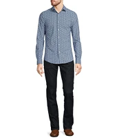 Murano Collezione Slim-Fit Wave Pattern Long Sleeve Woven Shirt