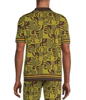 Murano Crocodile World Collection Block Jacquard Short Sleeve Woven Camp Shirt