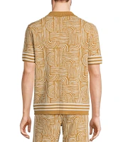 Murano Crocodile World Collection Line Jacquard Short Sleeve Woven Camp Shirt