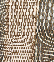 Murano Crocodile World Collection Open Weave Line Print Camp Collar Woven Shirt