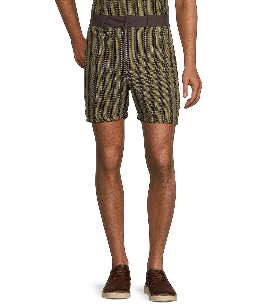 Murano Crocodile World Collection Open Weave Stripe 5.5#double; Inseam Shorts