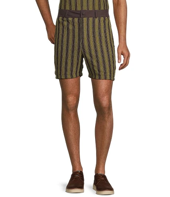 Murano Crocodile World Collection Open Weave Stripe 5.5#double; Inseam Shorts